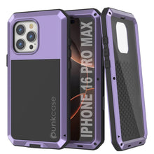 Load image into Gallery viewer, iPhone 16 Pro Max Metal Case, Heavy Duty Military Grade Armor Cover [shock proof] Full Body Hard [Purple]
