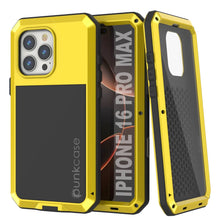 Load image into Gallery viewer, iPhone 16 Pro Max Metal Case, Heavy Duty Military Grade Armor Cover [shock proof] Full Body Hard [Yellow]
