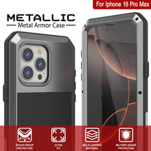 Load image into Gallery viewer, iPhone 16 Pro Max Metal Case, Heavy Duty Military Grade Armor Cover [shock proof] Full Body Hard [Silver]
