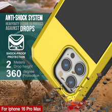 Load image into Gallery viewer, iPhone 16 Pro Max Metal Case, Heavy Duty Military Grade Armor Cover [shock proof] Full Body Hard [Yellow]
