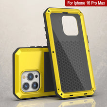 Load image into Gallery viewer, iPhone 16 Pro Max Metal Case, Heavy Duty Military Grade Armor Cover [shock proof] Full Body Hard [Yellow]
