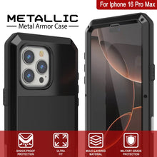 Load image into Gallery viewer, iPhone 16 Pro Max Metal Case, Heavy Duty Military Grade Armor Cover [shock proof] Full Body Hard [Black]
