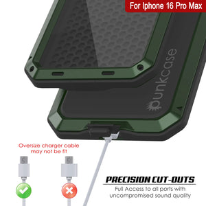 iPhone 16 Pro Max Metal Case, Heavy Duty Military Grade Armor Cover [shock proof] Full Body Hard [Dark Green]