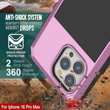 Load image into Gallery viewer, iPhone 16 Pro Max Metal Case, Heavy Duty Military Grade Armor Cover [shock proof] Full Body Hard [Pink]
