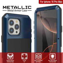 Load image into Gallery viewer, iPhone 16 Pro Max Metal Case, Heavy Duty Military Grade Armor Cover [shock proof] Full Body Hard [Blue]
