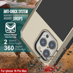 iPhone 16 Pro Max Metal Case, Heavy Duty Military Grade Armor Cover [shock proof] Full Body Hard [Gold]