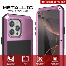 Load image into Gallery viewer, iPhone 16 Pro Max Metal Case, Heavy Duty Military Grade Armor Cover [shock proof] Full Body Hard [Pink]
