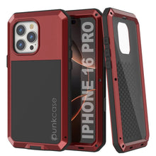 Load image into Gallery viewer, iPhone 16 Pro Metal Case, Heavy Duty Military Grade Armor Cover [shock proof] Full Body Hard [Red]
