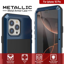 Load image into Gallery viewer, iPhone 16 Pro Metal Case, Heavy Duty Military Grade Armor Cover [shock proof] Full Body Hard [Blue]
