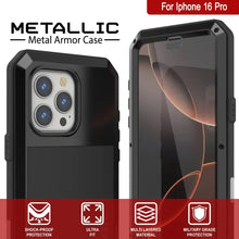 Load image into Gallery viewer, iPhone 16 Pro Metal Case, Heavy Duty Military Grade Armor Cover [shock proof] Full Body Hard [Black]
