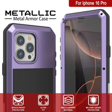 Load image into Gallery viewer, iPhone 16 Pro Metal Case, Heavy Duty Military Grade Armor Cover [shock proof] Full Body Hard [Purple]
