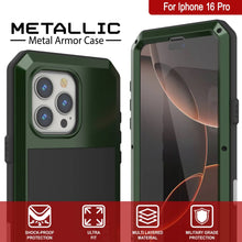 Load image into Gallery viewer, iPhone 16 Pro Metal Case, Heavy Duty Military Grade Armor Cover [shock proof] Full Body Hard [Dark Green]
