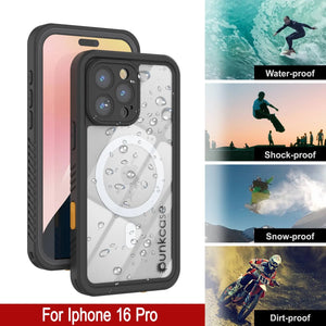 iPhone 16 Pro Waterproof Case, Punkcase [Extreme Mag Series] Armor Cover W/ Built In Screen Protector [Grey]