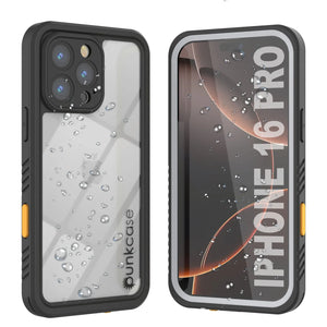 iPhone 16 Pro Waterproof Case, Punkcase [Extreme Series] Armor Cover W/ Built In Screen Protector [White]