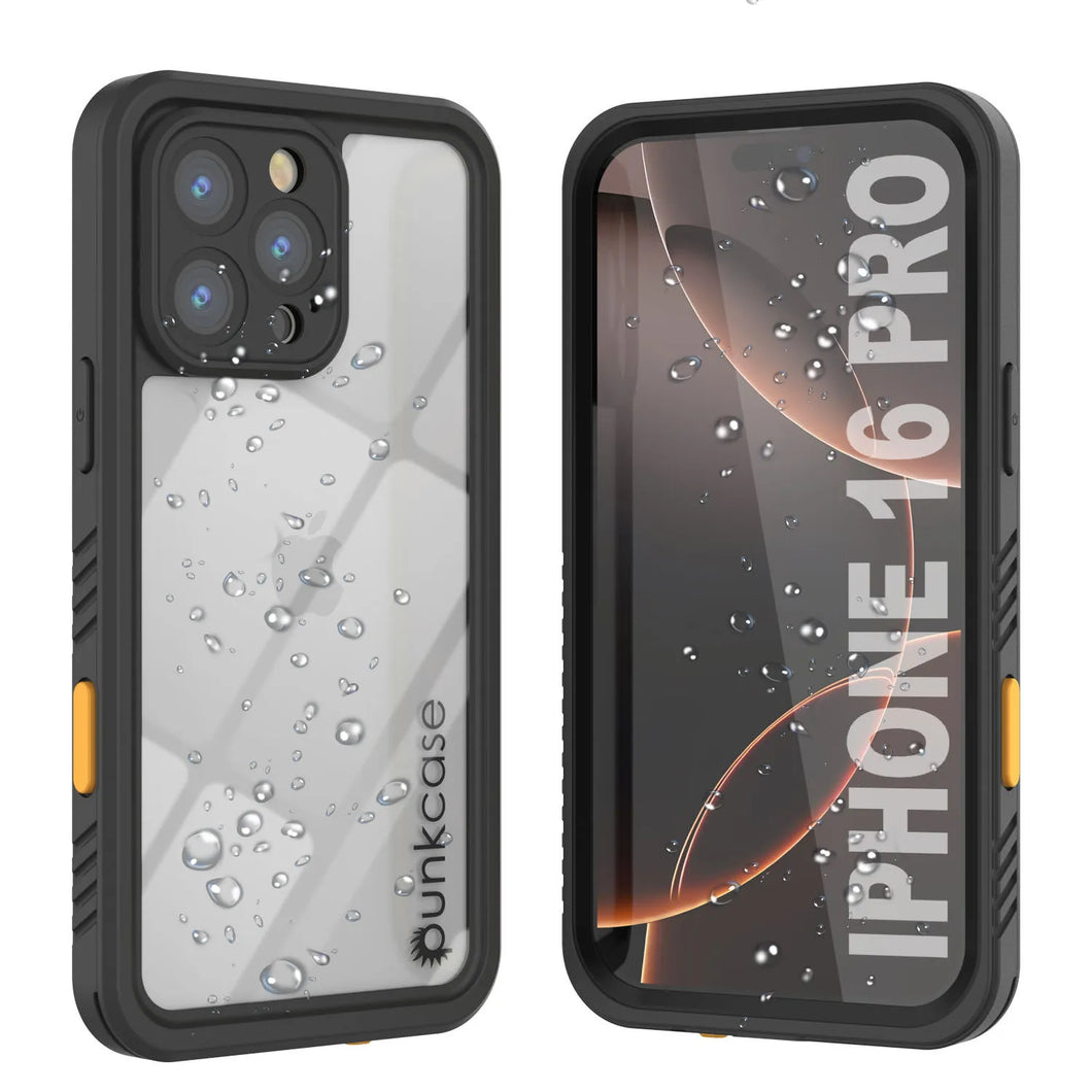 iPhone 16 Pro Waterproof Case, Punkcase [Extreme Series] Armor Cover W/ Built In Screen Protector [Black]