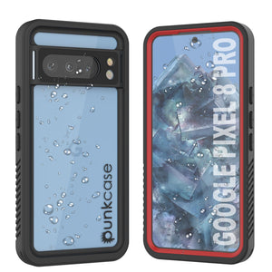 Google Pixel 9 Pro Waterproof Case, Punkcase [Extreme Series] Armor Cover W/ Built In Screen Protector [Red]