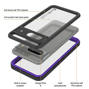 Google Pixel 9  Waterproof Case, Punkcase [Extreme Series] Armor Cover W/ Built In Screen Protector [Purple]