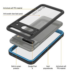 Google Pixel 9  Waterproof Case, Punkcase [Extreme Series] Armor Cover W/ Built In Screen Protector [Light Blue]