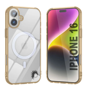 Punkcase iPhone 16 Magnetic Wireless Charging Case [ClearMag Series][Gold]