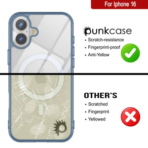 Punkcase iPhone 16 Magnetic Wireless Charging Case [ClearMag Series][Navy]