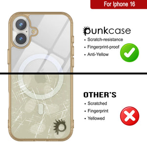 Punkcase iPhone 16 Magnetic Wireless Charging Case [ClearMag Series][Gold]