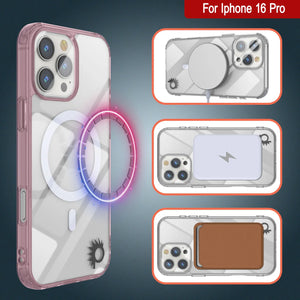 Punkcase iPhone 16 Pro Magnetic Wireless Charging Case [ClearMag Series][Rose]