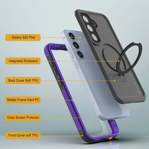 Galaxy S25 Plus Waterproof Case [Kickstud 2.0 Series] Protective IP68 Cover W/Screen Protector & Kickstand [Purple]