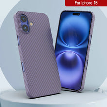 Load image into Gallery viewer, Punkcase iPhone 16 Carbon Fiber Case [AramidShield Series] Ultra Slim &amp; Light Kevlar [Lilac]
