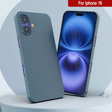 Load image into Gallery viewer, Punkcase iPhone 16 Carbon Fiber Case [AramidShield Series] Ultra Slim &amp; Light Kevlar [Blue]
