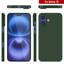 Load image into Gallery viewer, Punkcase iPhone 16 Carbon Fiber Case [AramidShield Series] Ultra Slim &amp; Light Kevlar [Green]
