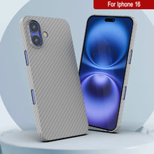 Load image into Gallery viewer, Punkcase iPhone 16 Carbon Fiber Case [AramidShield Series] Ultra Slim &amp; Light Kevlar [White]
