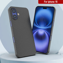 Load image into Gallery viewer, Punkcase iPhone 16 Carbon Fiber Case [AramidShield Series] Ultra Slim &amp; Light Kevlar [Black]
