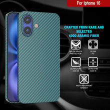 Load image into Gallery viewer, Punkcase iPhone 16 Carbon Fiber Case [AramidShield Series] Ultra Slim &amp; Light Kevlar [Teal]
