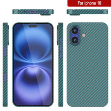 Load image into Gallery viewer, Punkcase iPhone 16 Carbon Fiber Case [AramidShield Series] Ultra Slim &amp; Light Kevlar [Teal]
