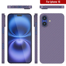 Load image into Gallery viewer, Punkcase iPhone 16 Carbon Fiber Case [AramidShield Series] Ultra Slim &amp; Light Kevlar [Lilac]
