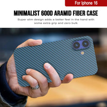 Load image into Gallery viewer, Punkcase iPhone 16 Carbon Fiber Case [AramidShield Series] Ultra Slim &amp; Light Kevlar [Blue]
