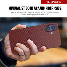 Load image into Gallery viewer, Punkcase iPhone 16 Carbon Fiber Case [AramidShield Series] Ultra Slim &amp; Light Kevlar [Red]
