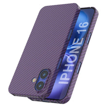 Load image into Gallery viewer, Punkcase iPhone 16 Carbon Fiber Case [AramidShield Series] Ultra Slim &amp; Light Kevlar [Purple]
