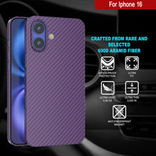 Load image into Gallery viewer, Punkcase iPhone 16 Carbon Fiber Case [AramidShield Series] Ultra Slim &amp; Light Kevlar [Purple]
