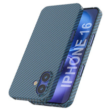 Load image into Gallery viewer, Punkcase iPhone 16 Carbon Fiber Case [AramidShield Series] Ultra Slim &amp; Light Kevlar [Blue]
