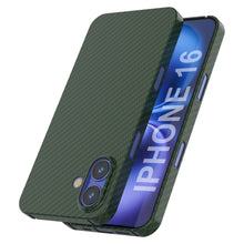 Load image into Gallery viewer, Punkcase iPhone 16 Carbon Fiber Case [AramidShield Series] Ultra Slim &amp; Light Kevlar [Green]
