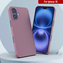 Load image into Gallery viewer, Punkcase iPhone 16 Carbon Fiber Case [AramidShield Series] Ultra Slim &amp; Light Kevlar [Pink]
