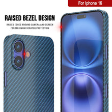 Load image into Gallery viewer, Punkcase iPhone 16 Carbon Fiber Case [AramidShield Series] Ultra Slim &amp; Light Kevlar [Blue]
