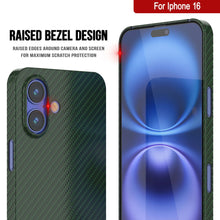 Load image into Gallery viewer, Punkcase iPhone 16 Carbon Fiber Case [AramidShield Series] Ultra Slim &amp; Light Kevlar [Green]
