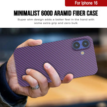 Load image into Gallery viewer, Punkcase iPhone 16 Carbon Fiber Case [AramidShield Series] Ultra Slim &amp; Light Kevlar [Purple]
