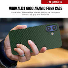 Load image into Gallery viewer, Punkcase iPhone 16 Carbon Fiber Case [AramidShield Series] Ultra Slim &amp; Light Kevlar [Green]
