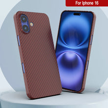 Load image into Gallery viewer, Punkcase iPhone 16 Carbon Fiber Case [AramidShield Series] Ultra Slim &amp; Light Kevlar [Red]
