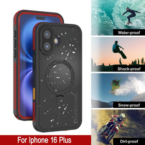 iPhone 16 Plus Waterproof Case [Kickstud 2.0 Series] Protective IP68 Cover W/Screen Protector & Kickstand [Red]