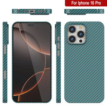 Load image into Gallery viewer, Punkcase iPhone 16 Pro Carbon Fiber Case [AramidShield Series] Ultra Slim &amp; Light Kevlar [Teal]
