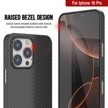 Load image into Gallery viewer, Punkcase iPhone 16 Pro Carbon Fiber Case [AramidShield Series] Ultra Slim &amp; Light Kevlar [Black]
